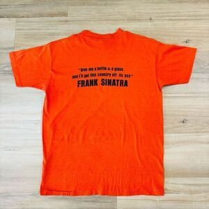 Vintage 70s Frank Sinatra Single Stitch Orange Shirt Size XL Rat Pack Classic